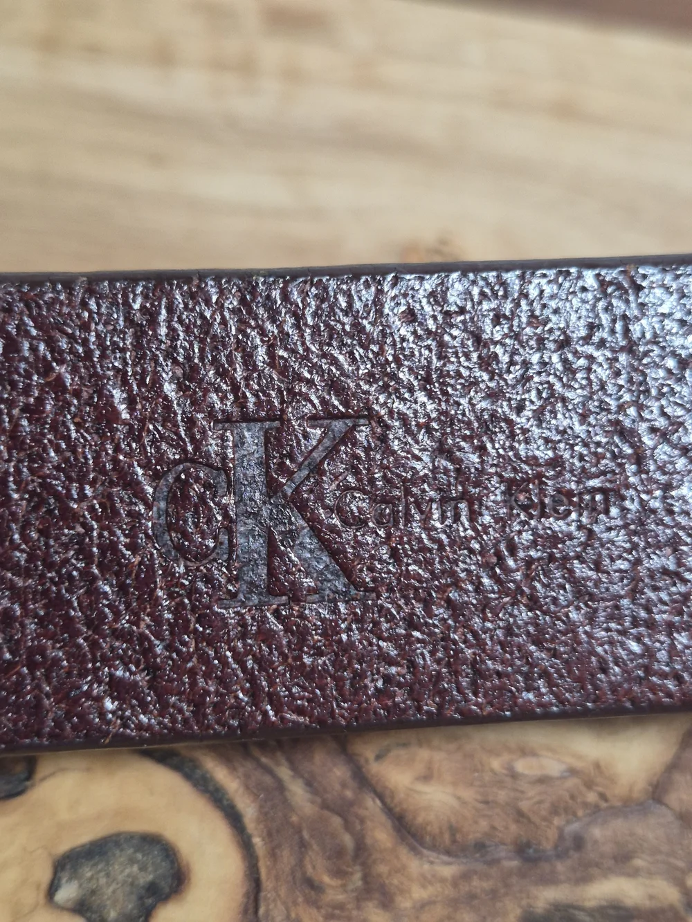 Calvin Klein Chestnut Brown Triple-Prong‎ Leather Belt Italian Saddle Leather